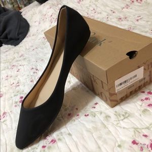 Black Pointy Toe Flat Shoes Ballerina